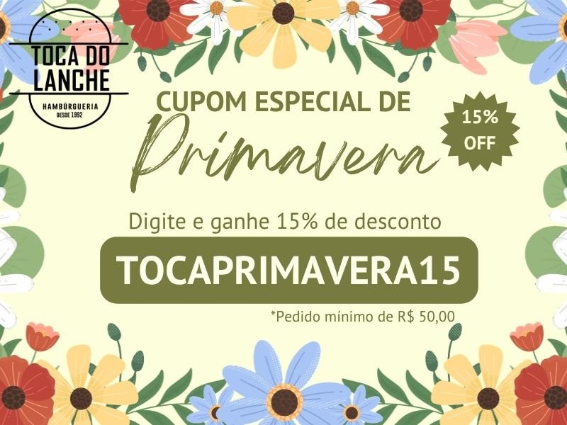 TOCAPRIMAVERA15 (Cupom de Desconto)